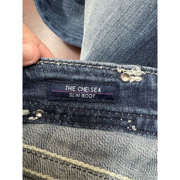 Vigoss The Chelsea Slim Boot Dark Wash Jeans Size 7/8 Length 33 - Picture 9 of 11